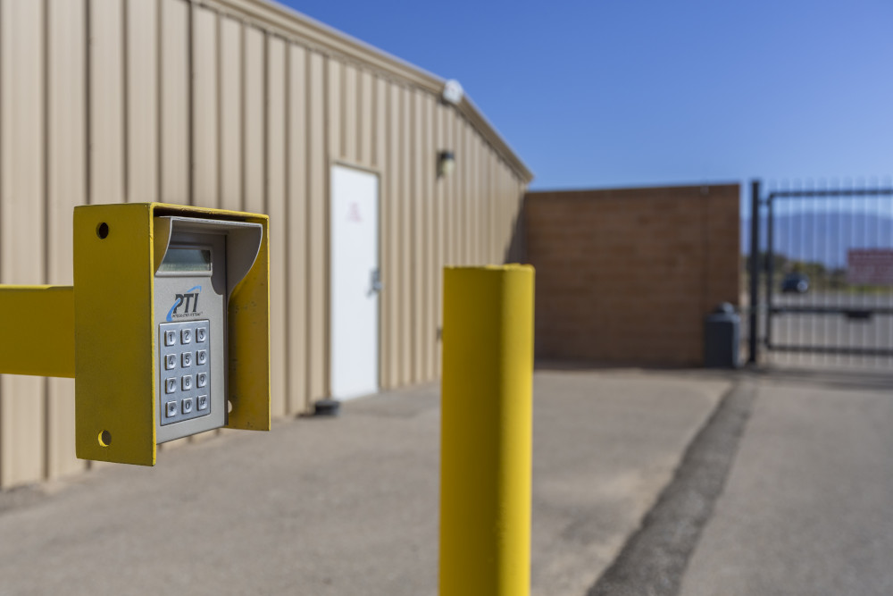 Keypad for entry to security gate for storage facility.