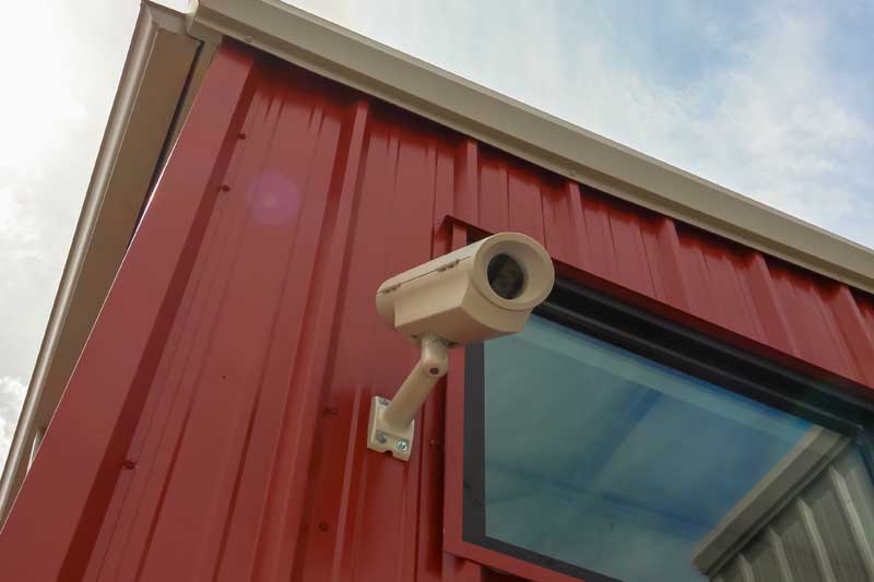 Security camera outside of a self storage facility.