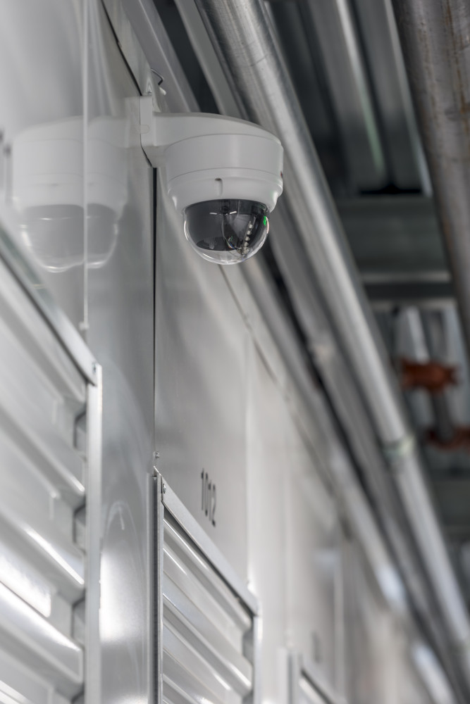 Security camera inside a self storage facility.