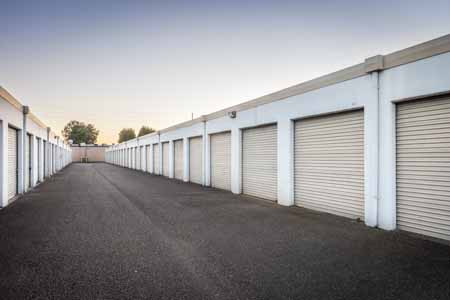 Exterior of drive up storage units.