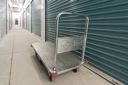 Moving cart available for use at a storage facility.