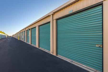 Exterior of a drive up storage facility.
