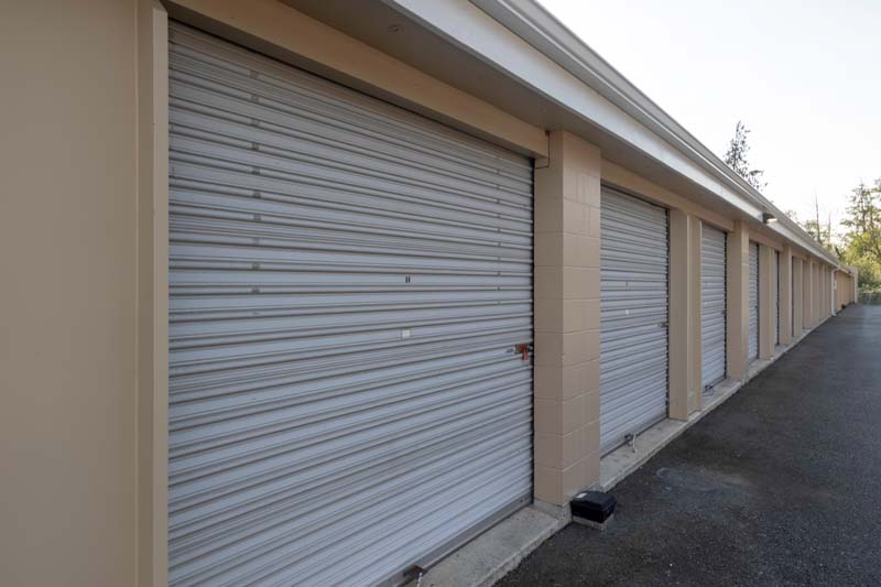 Exterior of drive up storage units.