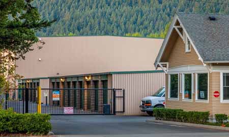 A gated facility at Cascade Heated Self Storage in North Bend, Washington.