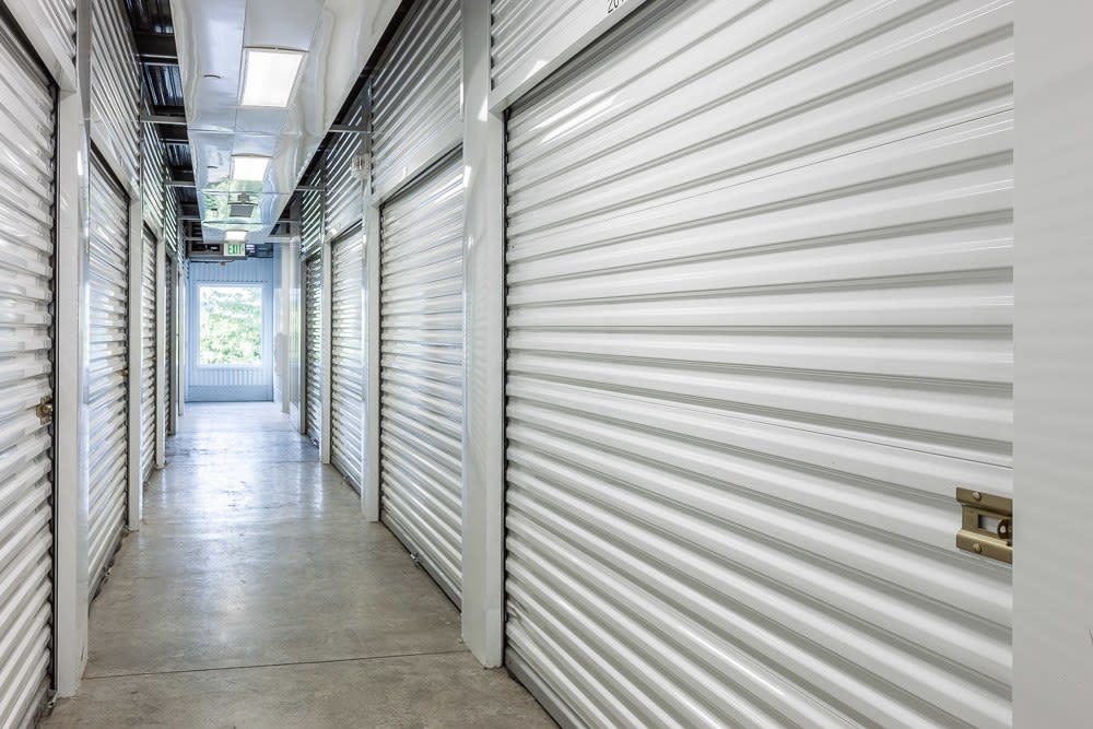Indoor units at Discovery Park Heated Storage in Bellingham, Washington.