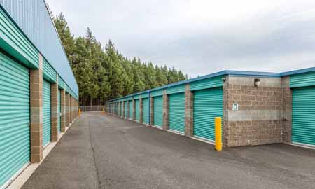 Exterior ground level units at DuPont Heated Self Storage is located in DuPont, Washington.