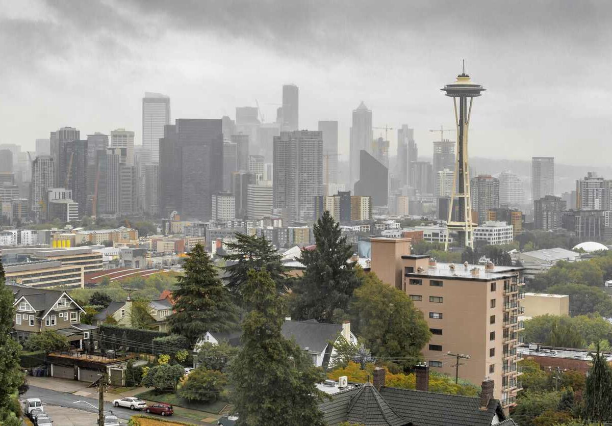 The Seattle Sklyine in the rain