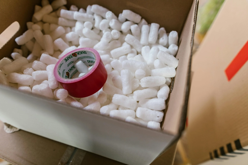 Box with packing peanuts